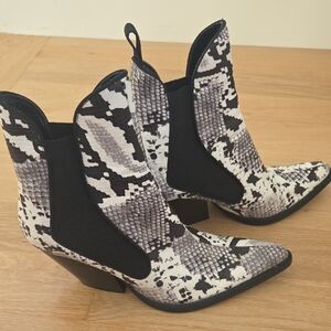 Zara Monochrome Snake Print Ankle Boots